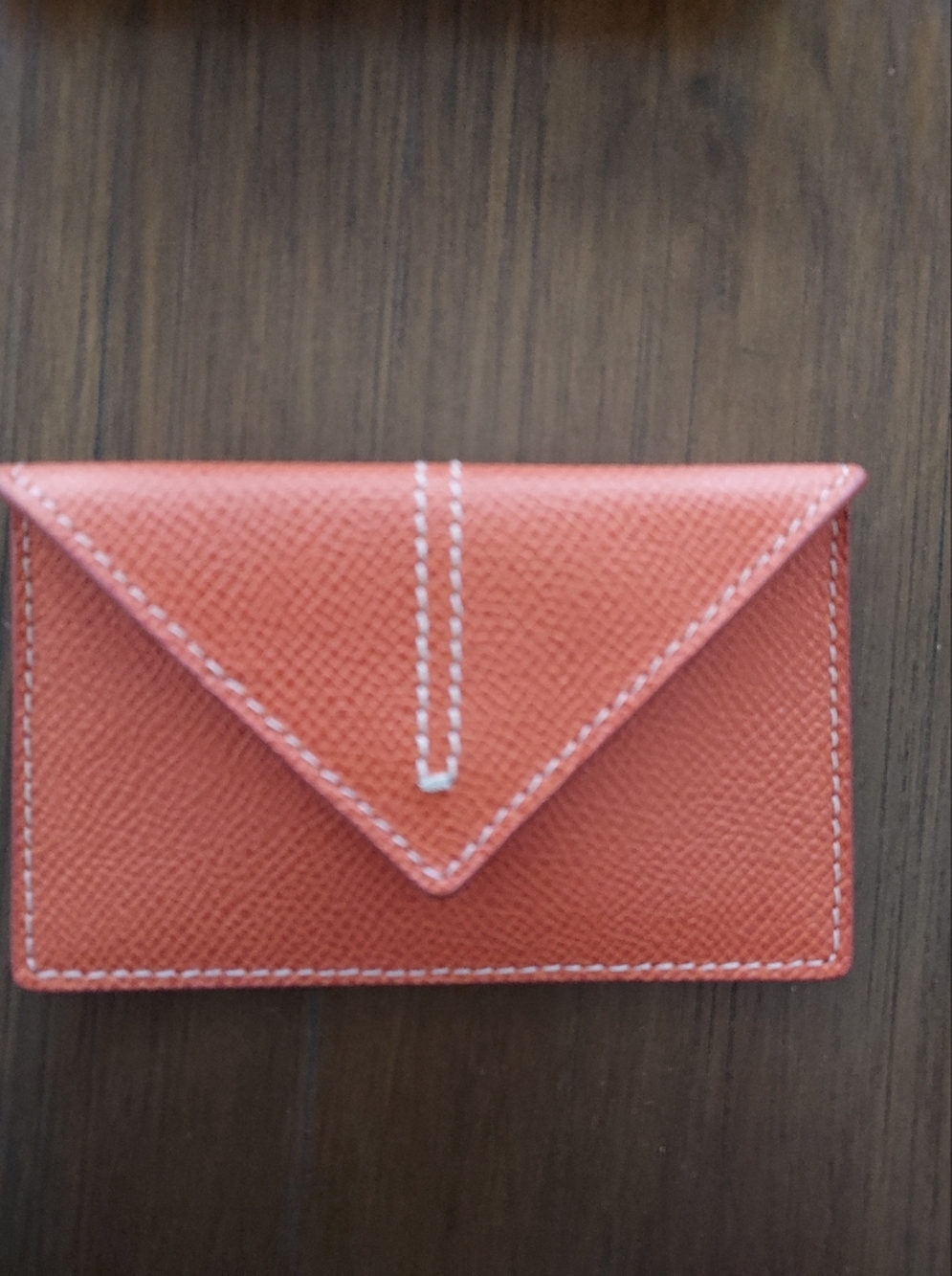 Tod's Porta Carte Mini Leather Envelope Card Sleeve with White Stitching